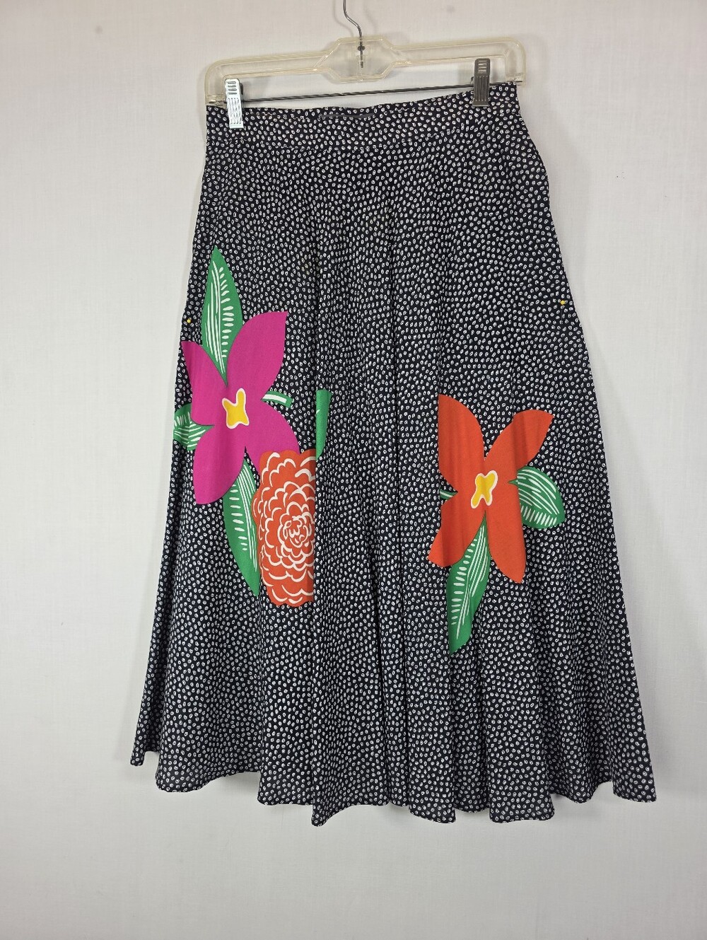 Vintage Jimmy Garcia New York Floral Rayon Midi Skirt Pockets Size 10 (Fits Smal